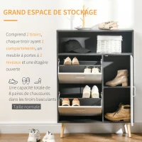 HOMCOM Meuble à chaussures armoire à chaussures 2 portes abattantes 80 x 25,5 x 112,5 cm(m-4)