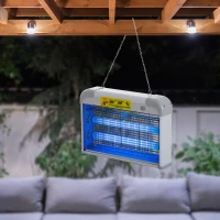 Outsunny Elettroinsetticida da Esterno e Interno con Lampada Antizanzare UV per 60m², Zanzariera Elettrica 20W, Grigio e bianco(m-2)