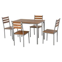 HOMCOM Modern 5-Piece Dining Table Set, Dining Table With 4 Chairs For Compact Dining Room& Kitchen, Brown(m-1)