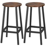HOMCOM Juego de 2 Taburetes Altos de Cocina Altura 65 cm con Asiento de Melamina y Patas de Acero Marrón Rústico(m-10)