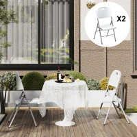 Outsunny Set of Two Foldable Outdoor Chairs - White(m-7)