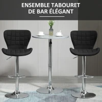 HOMCOM Lot de 2 Tabourets de Bar Design Contemporain Hauteur d'assise réglable 59-81 cm pivotant 360° Lin Noir(m-4)