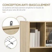 HOMCOM Bibliothèque étagère meuble de rangement placard 6 étagères dim. 80L x 35l x 180H cm naturel et gris foncé(m-6)