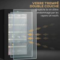 HOMCOM Cave à vin 24 bouteilles 65L haute performance température réglable 5-20° avec lumière LED panneau contrôle tactile noir(m-8)