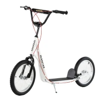 HOMCOM Kick Scooters for Kids with Adjustable Height, Anti-Slip Deck, Dual Brakes, Rubber Tyres, for Boys and Girls Aged 5+ Years Old - White(m-1)