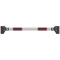 SPORTNOW Klimmzugstange für Türrahmen, verstellbar, ohne Bohren, Stahl, bis 200 kg, 75-92 x 10 x 7 cm, Schwarz/Rot(m-1)