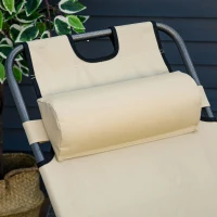 Outsunny 2 in 1 Folding Sun Lounger Reclining Garden Chair with 2-Level Adjustable Backrest, Outdoor Zero Gravity Recliner Garden Chair with Head Pillow and Armrests, Beige(m-7)