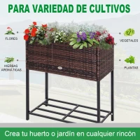 Outsunny Soporte para Jardinera Exterior para Huerto Urbano Mesa de Cultivo Jardinera Rectangular sin Fondo con Estante y Patas para Jardineras Macetas Tiestos 70x30x70 cm Marrón(m-6)
