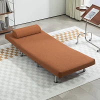 HOMCOM Single Linen-Feel Sleeper Chair - Coffee(m-8)