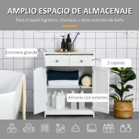 kleankin Armario Auxiliar de Baño con Cajones de Estilo Clásico Mueble Auxiliar de Pasillo Dormitorio 60x30x75 cm Blanco(m-4)