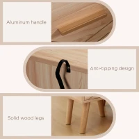 HOMCOM Bedside Cabinet, Scandinavian Bedside Table with Drawers, Bed Side Table with Wood Legs, Natural(m-6)