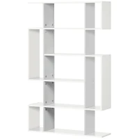 HOMCOM 5-Tier Bookshelf, Modern Bookcase with 13 Open Shelves, Freestanding Decorative Storage Shelving for Home Office and Study, White(m-11)