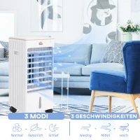 HOMCOM Luftkühler, mobil, mit Luftbefeuchtung, 3 Modi & Geschwindigkeiten, Timer, Weiß(m-6)