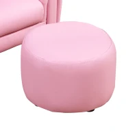 HOMCOM Toddler Chair Single Seater Kids Sofa Set, 54 x 42 x 41cm, Kids Sofa with Stool, Pink(m-7)