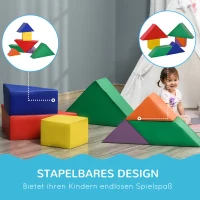 HOMCOM Bausteinset 7er-Set Tangram Legespiel Schaumstoffbausteine Bauspielzeug Riesenbausteine zum Toben und Klettern für 1-3 Jahre Kinder Großbausteine mehrfarbig(m-4)