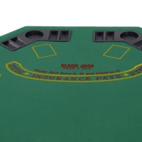 HOMCOM 8 Player Folding Games Poker Table with Chip Cup Holder Steel Base Felt Top Octagon Blackjack Green(m-9)