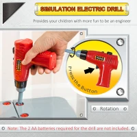 HOMCOM 79 Piece Kids Workbench Construction Toy w/ Storage Compartment Box Electric Drill Ages 3+ Years(m-6)