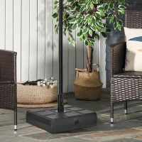 Outsunny 40kg Square Umbrella Parasol Base with Wood Effect, Plastic Umbrella Stand for Outdoor Patio Umbrella, Black(m-10)