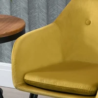 HOMCOM Chaises de Salle à manger Chaises de Visiteur scandinave - Lot de 4 - Pieds effilés Bois Noir - Velours Jaune(m-8)