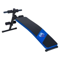 HOMCOM Banco de Abdominales Multifuncional Banco de Sentadillas con Soporte para Piernas Ajustable en Altura para Entrenamiento en Hogar Oficina 144x47x51-63 cm Negro y Azul(m-10)