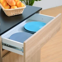 HOMCOM Carro de Cocina Carrito Servir Multiusos Estantería Carrito Auxiliar con Ruedas para Baño Dormitorio con Estante Cajón Armario 78x39,5x88,5 cm(m-9)