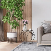 HOMCOM Tavolino da Caffè Salotto Design Nordico Minimalista Geometrico Ampio Piano, Acciaio, 54x54x44cm(m-7)