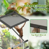 PawHut 12L Vivarium for Lizards, Frogs, Snakes, Turtles, Tortoises w/ Anti-Escape Design, Ventilation(m-6)