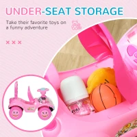 AIYAPLAY Foot to Floor oddler Ride on Toy w/ Music, Light, Horn, Under Seat Storage, Anti-Over-Backwards Device, Pink(m-6)