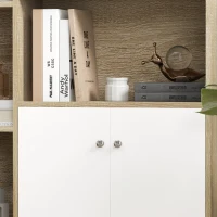 HOMCOM Bibliothèque scandinave meuble de rangement dim. 80L x 23,5l x 123H cm 5 niches placard 2 portes pieds effilés inclinés(m-7)