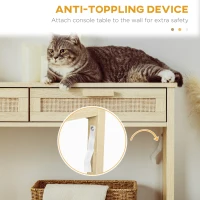 HOMCOM Console Sofa Table Hallway Side Desk with Storage Shelf Drawer for Entryway Living Room Bedroom Natural(m-6)