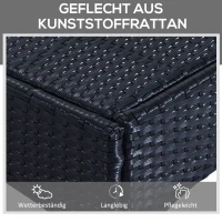 Outsunny Sonnenliege Gartenliege Tisch 3er-Set Gartenmöbel, Polyrattan+Metall Schwarz+Cremeweiß(m-4)