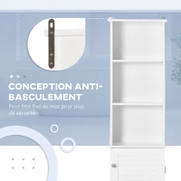 HOMCOM Meuble Colonne Salle de Bain 3 niches Placard Porte persienne 3 étagères MDF Panneaux de Particules Blanc(m-7)