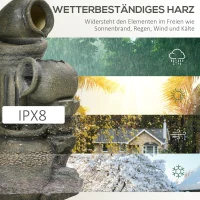 Outsunny Springbrunnen, verstellbare Pumpe, wetterbeständig, 25 cm x 24 cm x 60 cm, Grau(m-6)