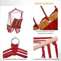 Outsunny Chaise Suspendue hamac de Voyage Respirant Portable dim. 60L x 45l x 55H m Coton Polyester Multicolore(m-7)