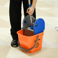 HOMCOM Carro de Limpieza con Bolsa de Basura Cubos de Fregar de 18L Escurridor de Prensa Estantes 111x63,3x103 cm Multicolor(m-9)