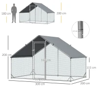 PawHut Hühnerstall, Freilaufgehege, Geflügelstall mit Schattendach, Freigehege für 4-6 Hühner, Enten Kaninchen, 3 x 2 x 2 m(m-3)