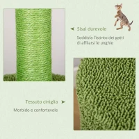 PawHut Albero Tiragraffi per Gatti Fino 4.5kg a Forma di Cactus con Palline e Cuccia, 60x35x78cm - Verde(m-6)