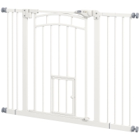PawHut Treppenschutzgitter Hundeschutzgitter, automatisches Schließen, Einhandbedienung,100 cm x 4 cm x 76 cm, Weiß