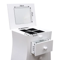 HOMCOM Armario Tocador Joyero 30x22x75cm con 1 Espejo 3 cajones y 2 colgadores Madera(m-8)