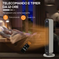 HOMCOM Stufa Elettrica Oscillante a 3 Modalità, Temperatura Regolabile e Telecomando, Ø25x73.5 cm, Argento(m-8)