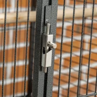 PawHut Jaula de Pájaros Metálica con Soporte con Ruedas 2 Puertas Perchas y Rejilla Deslizable 80x76,5x168cm Gris Oscuro(m-9)