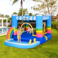 Outsunny Castillo Hinchable con Cama de Salto y Piscina para Niños de +3 Años Incluye Inflador y Bolsa de Transporte para Interior Exterior 280x170x155 cm Multicolor(m-2)