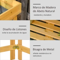 Outsunny Mesa de Plantación Plegable Mesa de Jardinería de Madera con Placa de Zinc y Estante para Jardín Terraza Balcón 85x44x89 cm Amarillo(m-6)