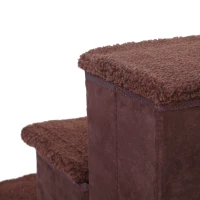 PawHut Pet Stairs Washable Fleece Faux Suede Cover 3 Step Dog Cat Foldable Portable Mobility Assistance 41 x 19cm Brown(m-9)