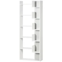 HOMCOM Modern Book Shelf with 11 Open Shelves, 6-Tier Bookcase, Freestanding Shelving Unit for Home Office and Study, White(m-11)
