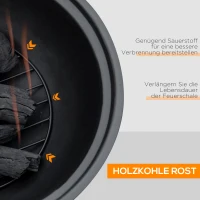 Outsunny Feuerschale im Baumstumpf-Design, Funkengitter, Kohlerost, Schürhaken, Ø61,5 x 39 cm(m-6)