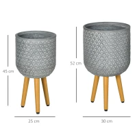 Outsunny 2er-Set Pflanzenständer, wetterbeständig, abnehmbare Beine, 31 cm x 31 cm x 55 cm, Grau(m-3)