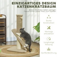 PawHut Kratzbaum für Katzen, mit Pad, Säule und Spielball, Teppich und Sisal, 84 cm, Hellbraun(m-4)