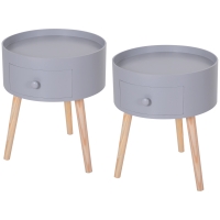 HOMCOM Lot de 2 tables basses - table de chevet - table de nuit ronde - design scandinave table d'appoint bout de canapé