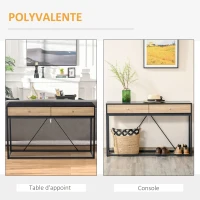 HOMCOM Table de Console Table d'entrée Moderne pour Salon 2 tiroirs cadre en métal dim. 120 x 35 x 75 cm(m-7)